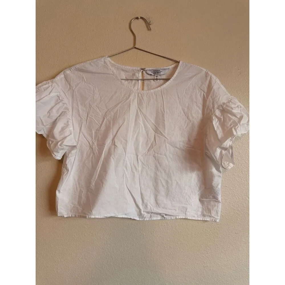 & Other Stories Blouse Women Size 6 White Paris Atelier Ruffle Sleeve Cotton Top